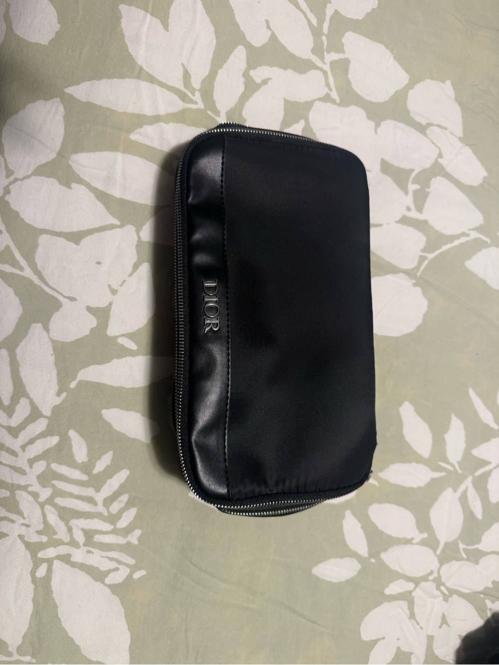 Dior Black Nylon and Leather Makeup Pouch with brush section